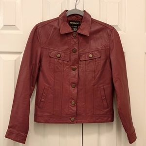 MetroStyle Red 100% leather jacket